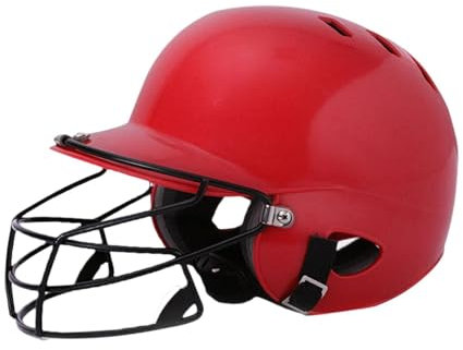 QSTDGVPW Jugendbaseball Schlaghelm mit Gesicht für Softballspiele, Rot