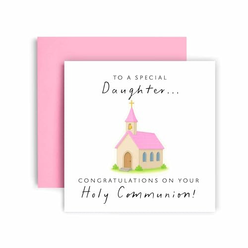 Huxters First Holy Communion Card for Daughter - Chapel Design - Thoughtful Religious Greeting Card for a Special Milestone - 17 by 12cm (Daughter)