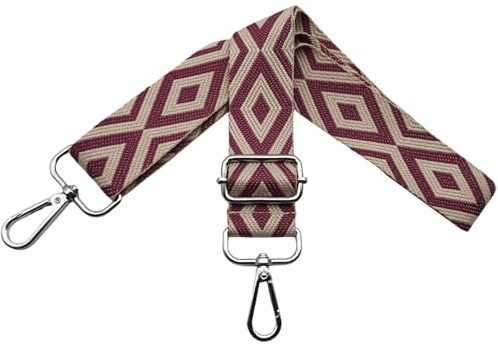 Correa para Bolsos de Mujer Bandolera Correa de Hombro Ajustable con Mosquetón Plateado 3.8cm Anchura, Reemplazo Correa Bolso Crossbody, Rojo Vino Claro, V3