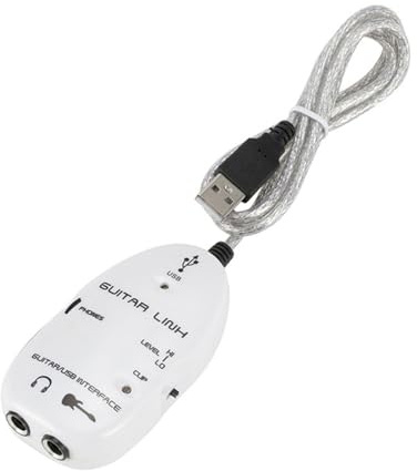 USB -Audio -Schnittstelle, Gitarrenschnittstelle Gitarre Zum USB Schnittstellen Link Kabel Kabeladapter mit Audio Connector Recorder Guitar Interface für PC Computer (WHITE)
