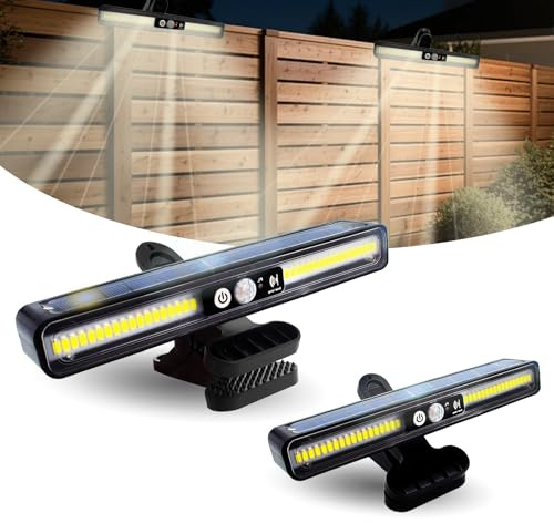 Surplex 2-pack Clip-On Sollampor Utomhus, 36 LED Rörelsesensor Säkerhetslampor - IP65 Vattentät, 3 Belysningslägen, Dubbelt Montering
