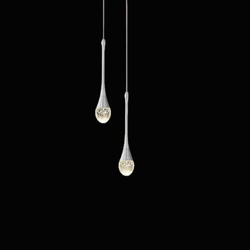 Luces Colgantes LáMparas De Cocina Led Regulables LáMpara Colgante Plata Moderna Mini IluminacióN Colgante De Cristal En Forma De Gota De Agua Para Cocina Isla Dormitorio Pasillo Entrada (2 Luces)