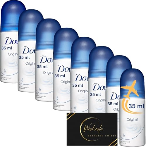 Wishelsa Bundle 8 x 35ml Travel Size Deodorant for Women Original Antiperspirant Women Spray, 48 Hours Protection, Enriched with 1/4 Moisturizing Cream, Alcohol-free, Includes Thank You Card