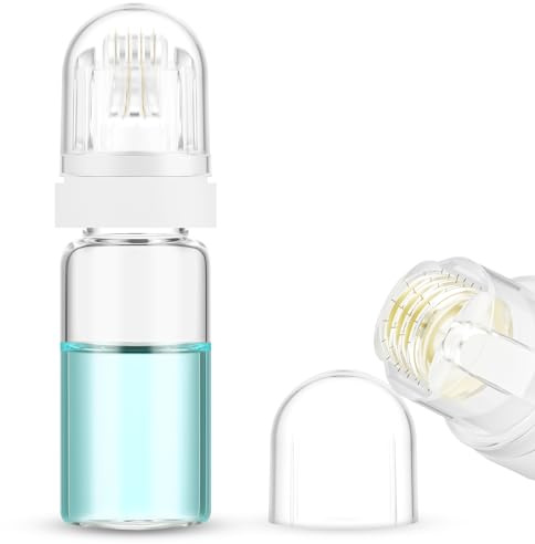 ALIIP Microneedling Roller, Rodillo de Microagujas con 0,5 mm Puntas Titanio, Microneedling Dermaroller Facial, Rodillo Barba de Titanio Microagujas, Needle 64 Pin con Botella de Suero Rellenable