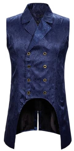 Chaleco para hombre, largo de cachemira, chaleco de traje de doble fila, estilo gótico, traje medieval, chaleco steampunk, disfraz de pirata victoriano occidental para hombres