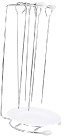 DIYEAH Supporto per Spiedini Barbecue in Acciaio Inossidabile Aghi Rinforzati Porta Kebab da Appendere per Grigliare all Aperto Facile da Smontare e Trasportare Utensile Ergonomico per