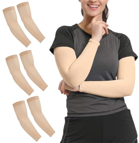 3 Paar hautfarbene Armstulpen, für Sonnenschutz, Tattoo-Abdeckung, FPS-Gaming, weich und bequem, unterarmschutz, armsleeve gaming