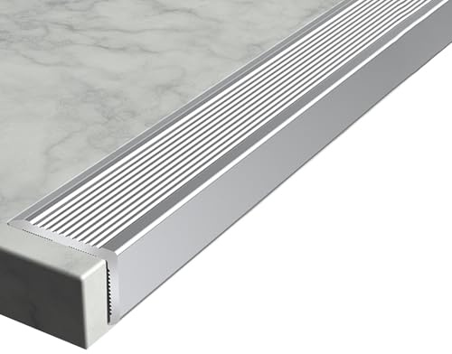 Profilo per Bordi Scala Profilo per Gradini a Forma di L, 100/150 cm Strisce Antiscivolo per Gradini in Alluminio, 50x30 mm Profilo Angolare(100 x 5 x 3 cm)