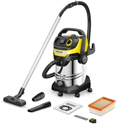 KÄRCHER Aspirador en seco y húmedo WD 7 Control P S 30/6/35/T, Sistema Inteligente de Control de Filtro, Mando a Distancia, Toma de Corriente integrada, función sopladora, 1400 W, depósito: 30 l