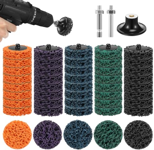 47 discos CSD de 50 mm para amoladora angular, 2 pulgadas, juego de discos abrasivos gruesos para removedor de óxido, metal, madera, piedra, hormigón, oxidación, limpieza