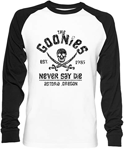 Vendax Goonies Unisex Baseball T-Shirt Manches Longues Homme Femme Blanc Noir
