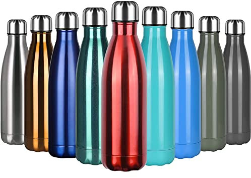 flintronic Bouteille Isotherme, 500 ML Bouteille d'eau en Acier Inoxydable, Isolant Sous Vide à Double Paroi, Bouteilles Chaudes/Froides sans BPA et écologique, avec 1 Porte-gobelet et 1 Brosse