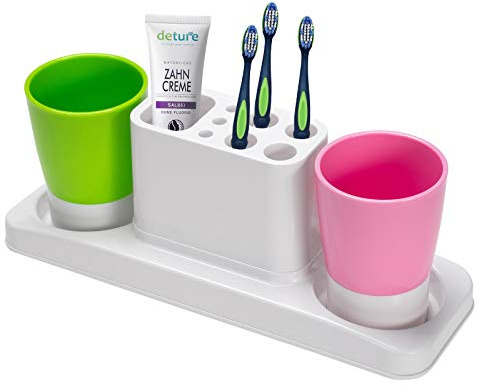 Aebeky Bathroom Toothbrush Holder Stand Organizer with Rinsing Cups(2 Cups)