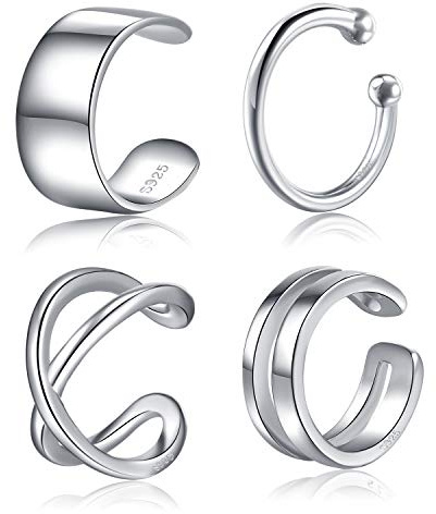 CHIC & ARTSY Ear Cuffs 925 Sterling Silver Fake Ear Cuffs Non-Piercing Ear Conch Clip su Orecchini di Cartilagine per Donne Uomini