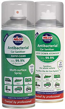 Motor World Nilco Antibacterial Car Cleaner & Sanitiser 300ml Complete Cleaning Kit