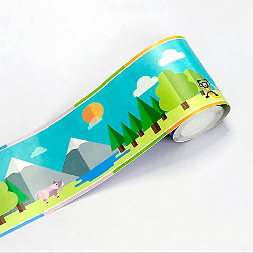 Carta da parati con bordo autoadesivo per decorazione da parete, bordo di carta da parati in PVC, decorazione per la casa fai da te per camera da letto dei bambini, aula o sala giochi mattutina