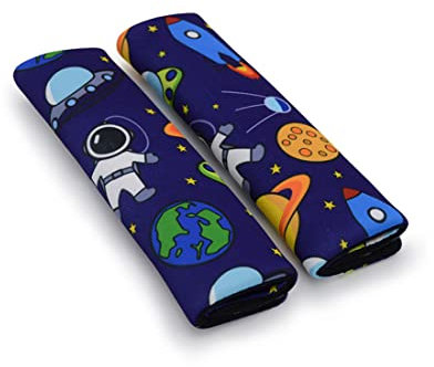 Tomedeks 2pcs Kinder Jungen Autogurt Schutz Sicherheitsgurt Schulter Schulterkissen Schulterstapel Saisats Beltpads für Kinder (Weltraum)