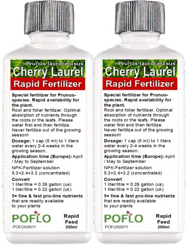 POFLO Cherry Laurel - Prunus laurocerasus Liquid Fertilizer HighTech NPK Plant Food - Root, Soil, Foliar Fertiliser (500ml)