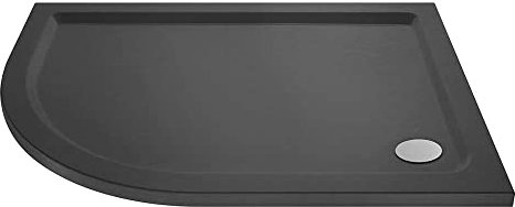 VeeBath 40mm Slate Grey Offset Shower Tray LH for Walk in Wet Room Enclosure Cubicle - 1200 x 800mm