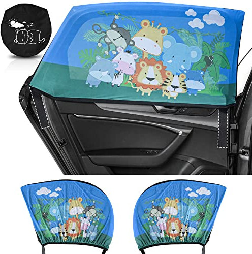 iZoeL Car Sun Shade Baby with Suction Cup Window Sunshade Car for Children Side Window Sunshade Film Forest Animals (Black Meadow)