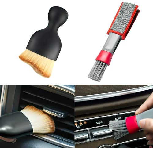 Ownkim Auto-Innenraum Reinigungsbürsten, 2-teiliges Set Detailing-Bürsten, Weiche Bürsten für Autoinnenraum, Für Armaturenbrett und Lüftungsschlitze, Praktisches Reinigungsbürsten-Set (A)