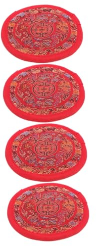 TOYANDONA 4 Stück Buddha Sound Bowl Kissen Kreiskissen Tibetisches Klangschalenkissen Buddhistisches Rituelles Gerät Abgerundetes Kissen Religiöses Kissen Baumwolle Runden Untersetzer