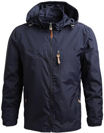 SRZYMJ Windjacke Herren Leicht Fahrrad Mantel Herren Winter Lang Hoodie Herren Oversize Fahrrad Windjacke Herren Strickjacke Herren Lang Mantel Herren Winter Lang Dunkelblau Sommerjacke Herren 6XL