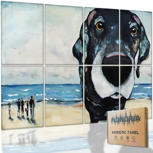 HONORIA 8 Pack Art Acoustic Panels 48X32Inches Sound Absorbing Panels,Self-adhesive Soundproof Wall Panels,Decorative Acoustical Wall Panels,Acoustic Treatment for Home Office&Recording Studio