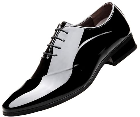 Generisch Chaussures de Bureau pour Hommes Noir Chaussures de Costume Cuir Verni Chaussures de Loisirs Élégantes Chaussures de Mariage Pointe Fine Chaussures de Soirée Stylées et Belles Chaussures de
