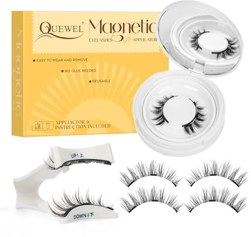 Pestañas Magneticas riutilizzabili con applicatore, Pestañas Postizas Magneticas de larga duración,Aspecto de Naturales, No requiere pegamento, fácil de colocar (1 Paare L)