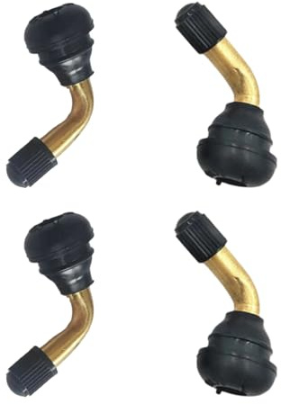 KEQAR Set 4 pezzi con valvole tubeless angolari (PVR70), adatte per auto, moto, biciclette e scooter, con valvole in ottone a 90° e 135° (per moto, scooter, pneumatici)