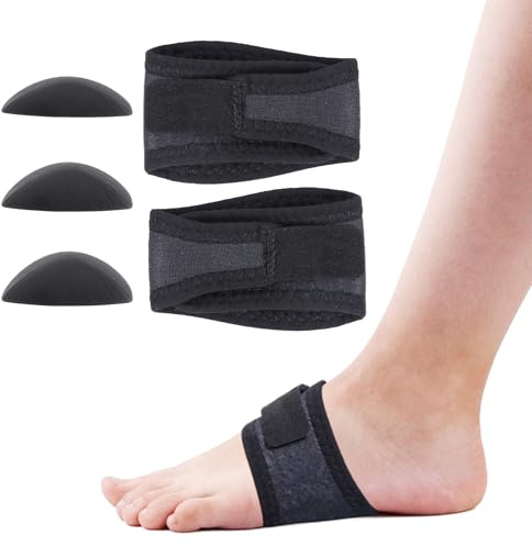 Cozyhealth Foot Arch Support Brace (1 Pair) with Gel Pads- Wrap Corrector for Flat Foot, Adjustable Plantar Fasciitis Sleeve Strap for Pain Relief, Fallen Arches, Flat Feet High and Fallen Arch Unisex