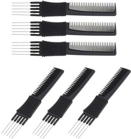 MOTHNUR Peine Profesional para Cardar Cabello 6 Piezas Acero Multifunción para Peluquería Peines para Cardar el Cabello Uso Diario y Fiestas