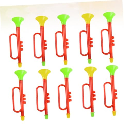 NOLITOY Trompeta de Plástico para 10 Piezas Color Aleatorio, Juguete de Trompeta de Vítores para Animación y Fiestas, Instrumento Musical Infantil Seguro y Divertido