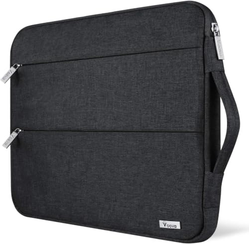 Voova Laptop Sleeve 15.6 Inch, Laptop Case for MacBook Pro 16, Black | Laptop sleeve for 15.6-16-inch laptops with waterproof fabric, velvet lining, shock-absorbing padding, handle and pocket.