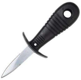 Fackelmann 06452-Coltello, plastica, Nero, 14,6 x 4,8 x 3,7 cm Coltello per ostriche 2 in 1, Acciaio Inossidabile, 22,5 x 8 x 3,5 cm