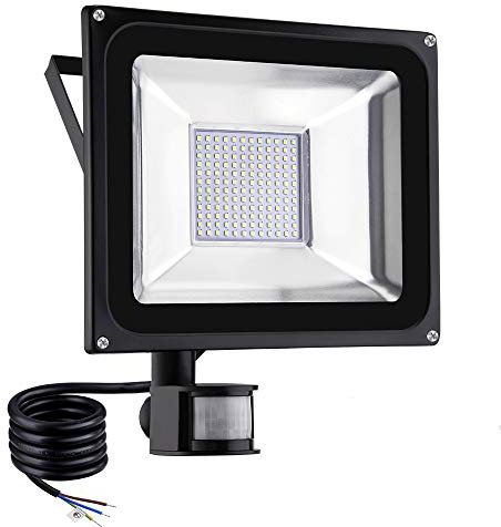 NIKEEYEN 100W LED Strahler mit Bewegungsmelder, Wasserdicht IP65 LED Flutlicht 10000LM 3000K Warmweiß Außen Scheinwerfer für Garten,Garage,Sportplatz, Parkplatz