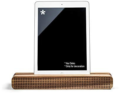 Coolinato Soundbar Holz, Halterung 30x4x9cm für Smartphone und Tablet, Handyständer und Verstärker, passiver Lautsprecher
