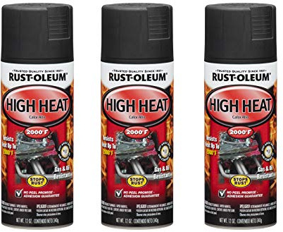 Rust-Oleum 248903-3PK Automotive High Heat Spray Paint, Flat Black, 12 Ounce (Pack of 3)