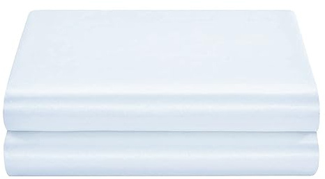 Satin Flat Sheet Only 1 - Piece Top Sheet, Extra Soft Silk Flat Bed Sheets Sold Separately (White, Twin - Satin Flat Sheet Only)