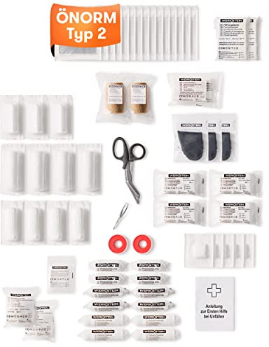 Erste Hilfe Nachfüllset ÖNORM Z1020 Typ2 inkl. Erste Hilfe Anleitung - Verbandskasten Nachfüllset Ö-NORM Z 1020 Typ 2 mit praktischen Innentaschen - ÖNORM Z1020 Typ2 Nachfüllset für Betriebe