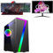 OCHW Seven Rgb Ultra Fast Gaming PC Desktop Computer AMD Ryzen 3 3200G 4.0Ghz 8 Threads ATI Radeon HD Graphics USB 3.0 480GB SSD 16GB DDR4 Wifi 24 Screen 4 in one Bundle Windows 11 Pro