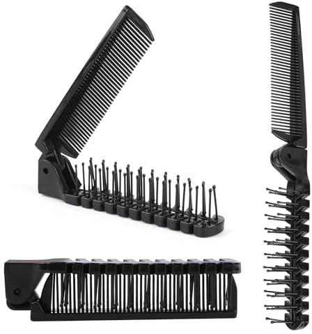 3pcs Folding Comb Travel Foldable Brush Comb Portable Hair Brush, Pocket Hair Brush for Men, Double Headed Hair Brush Hairdressing Tools Plastic Folding Comb Anti-Static Hair Comb Mini Pocket Comb