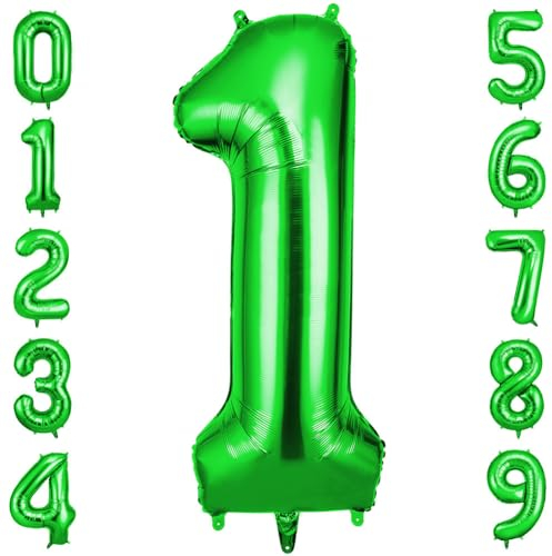 OFFCUP Palloncini Compleanno Verde 101 CM, Palloncino Numero 1, Foil Palloncini Numeri, Giganti Palloncini Numeri, Decorazioni Festa Compleanno, Gonfiabili Pallone per Anniversario