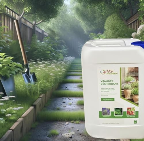 MGI DEVELOPPEMENT Aceto di diserbo ecologico ad alta efficienza, tanica da 5 l o 10 l, soluzione naturale e potente per giardino e vialetti, fabbricazione francese (2 x 10 L)