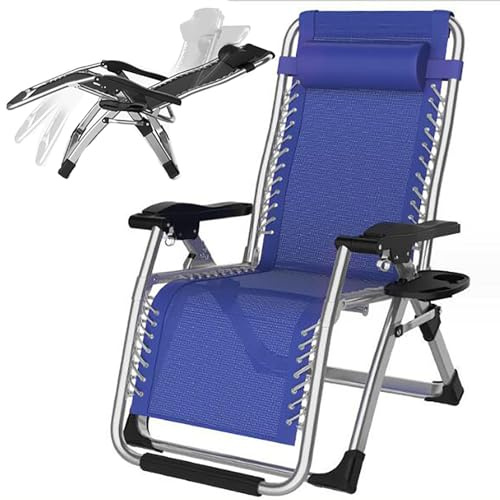 ICEMOB Sun Loungers for Garden,Aluminum Zero Gravity Chairs,Reclining Camping Chairs90°-170°Adjustable,Deck Chairs for Adults,Loading Weight 200KG,Folding Camping Chair,Blue