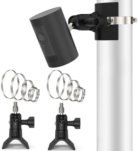 Kamera Halterung für Ring Außenkamera & Innenkamera, Masthalterung für Ring Stick Up Cam/Pro, Pole Halter für Ring Indoor Cam, Wandhalter für Spotlight Cam, Zubehör für Ring Kamera, 2 Stück, Schwarz