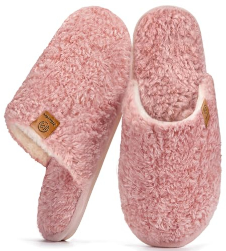 Misolin Pantofole Donna Uomo Invernali Ciabatte Pelose Peluche Casa Autunno Memoria Schiuma Fluffy Calde Comode Antiscivolo Interno Esterno, Rosa 36.5/38 EU=CN 270mm