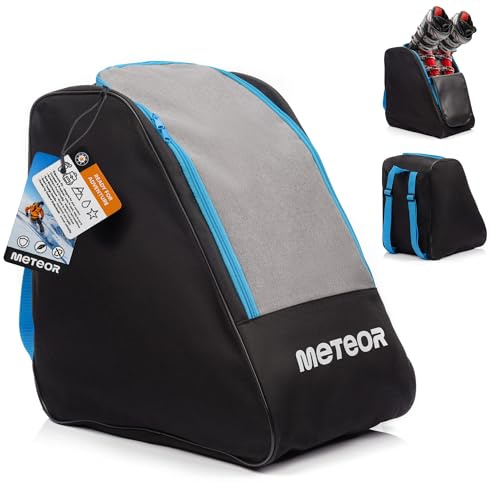 meteor Skischuhtasche 42x42x30 cm Rucksack für Skischuhe Helm und Zubehör - robust Wasserabweisende Skitasche aus 600D Polyester leicht Tragegriffen faltbar Ski Aufbewahrung Tasche für Wintersport