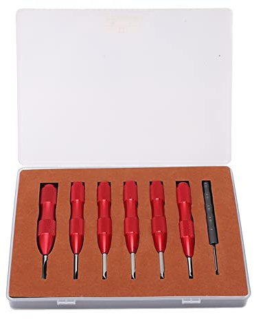 Juego de 7 herramientas para abrir tapa trasera de reloj, kit profesional para quitar cajas de relojes, herramientas de palanca de aleación de aluminio de múltiples (Roja)